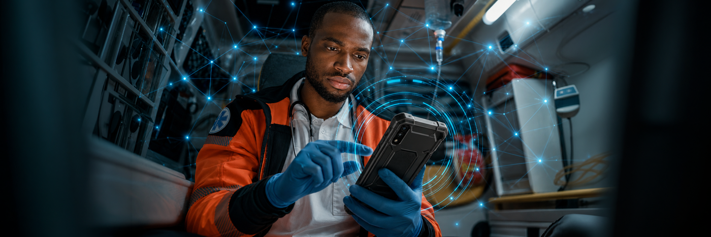 Emergency Services first responders using frontline technology